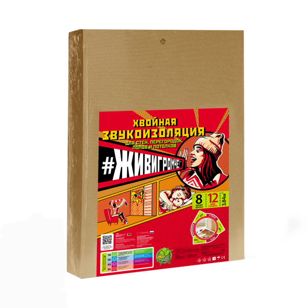 Хвойная звукоизоляция под гипсокартон #ЖИВИГРОМЧЕ! 800х600х12 мм (3,84м2) купить в Ирбите