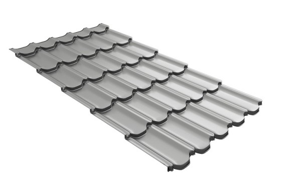 Металлочерепица квинта плюс с 3D резом 0,45 PE RAL 9006 бело-алюминиевый купить в Ирбите