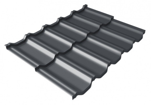 Металлочерепица модульная Квинта Uno Grand Line c 3D резом 0,5 Satin Мatt RAL 7024 мокрый асфальт купить в Ирбите