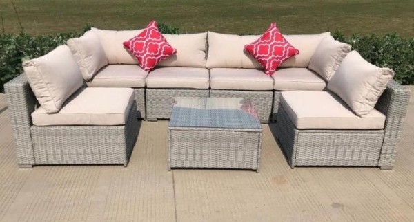 Диван-Трансформер AFINA модульный плетеный из иск. ротанга YR822BgB Grey/Beige купить в Ирбите