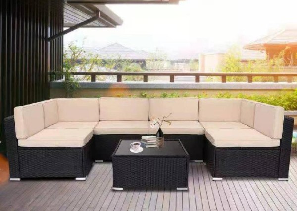 Диван-Трансформер AFINA модульный плетеный из иск. ротанга YR822_Black/Beige купить в Ирбите