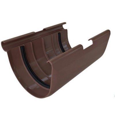 Водосток Альта-Профиль ПВХ – Соединитель желоба (коричневый)