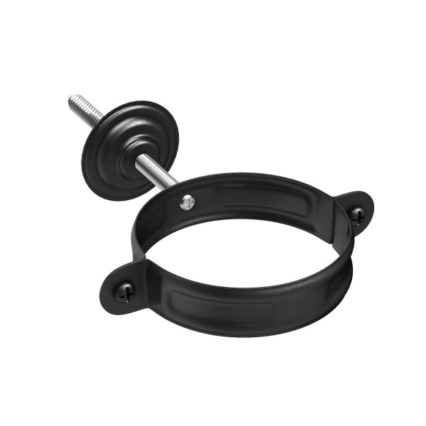 Водосток Aquasistem, система 125x90 - Комплект крепления трубы RAL 9005 Чёрный купить в Ирбите