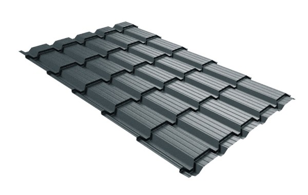 Металлочерепица GL квадро профи 0,5 Velur RAL 7016 антрацитово-серый купить в Ирбите