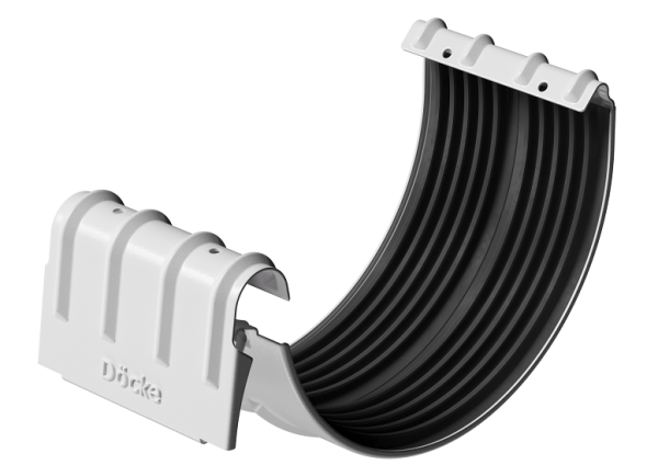 Соединитель желобов D125 Döcke STAL PREMIUM Пломбир, (RAL 9010) купить в Ирбите